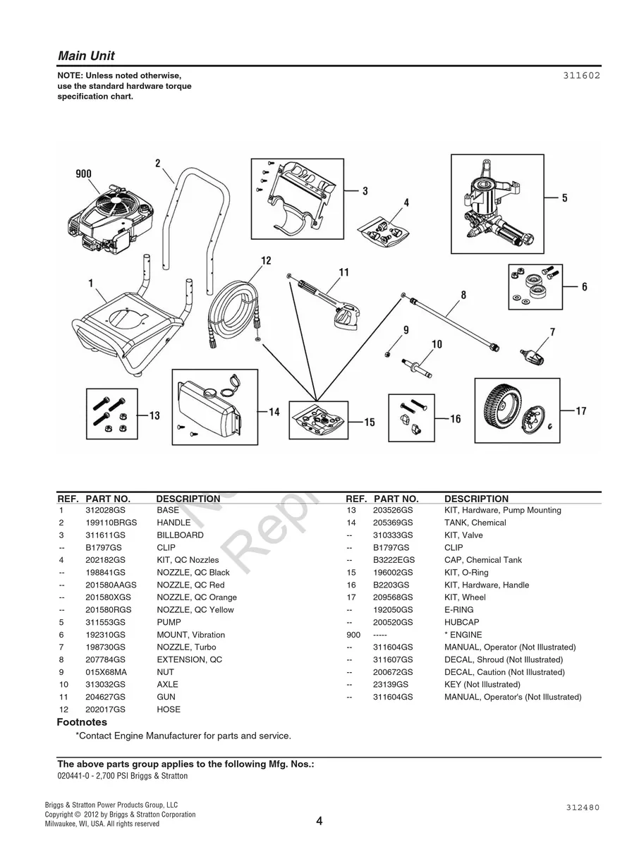 BRIGGS AND STRATTON, 020441-0, 2012, IPL.4